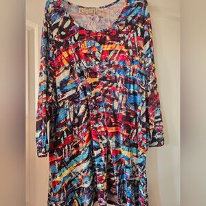 Colorful Abstract Print Tunic Top 3x
